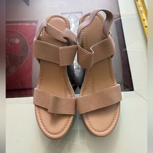 New Beige Wedge Sandals • Comfy Straps • Size 40 (Fits Women’s 9–9.5)